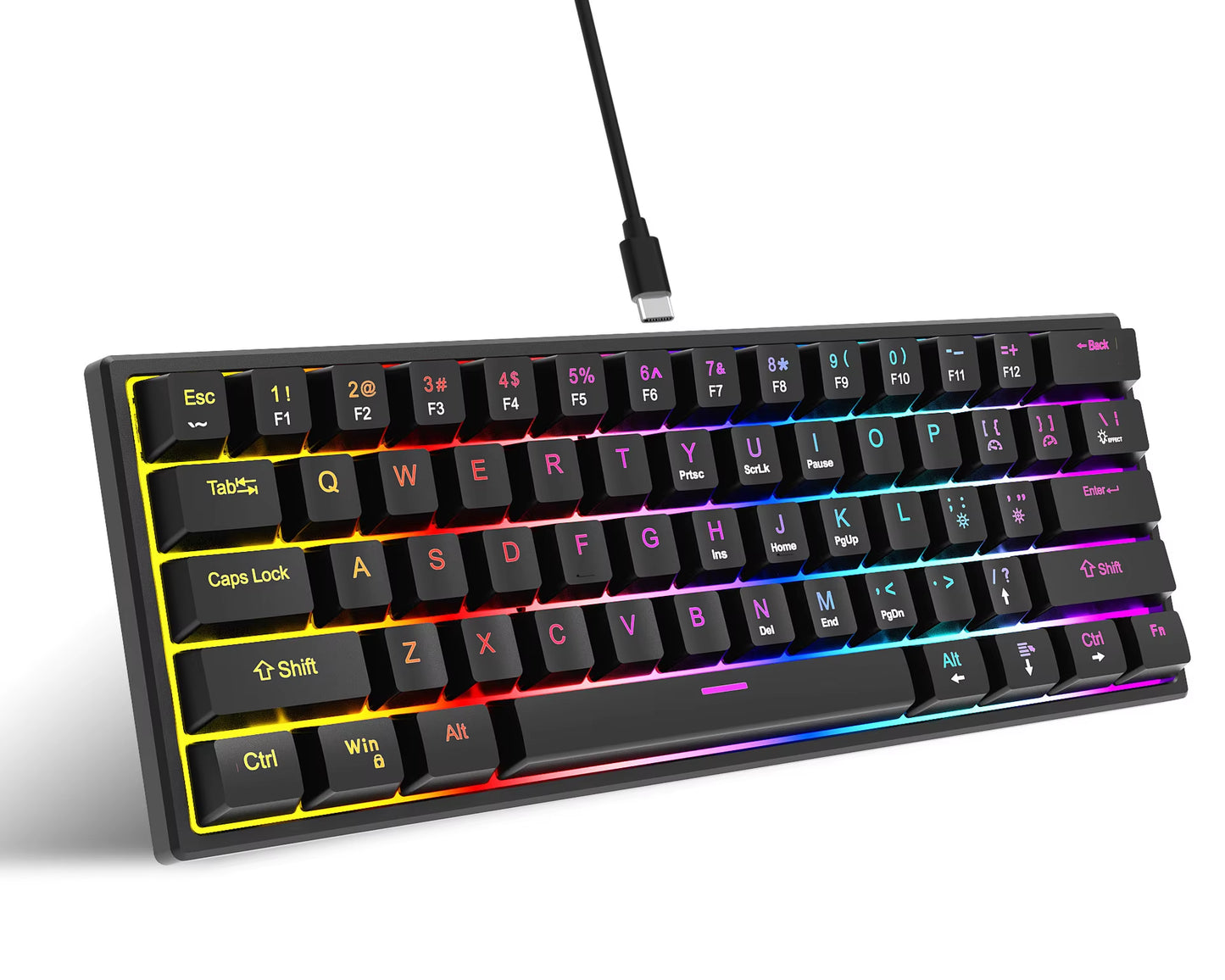 61Key Mini Mechanical Keyboard Wired Gamer Keyboard Switch Backlit Cyan Axis Keycaps Keyboard Ergonomic Keyboard for PC Laptop