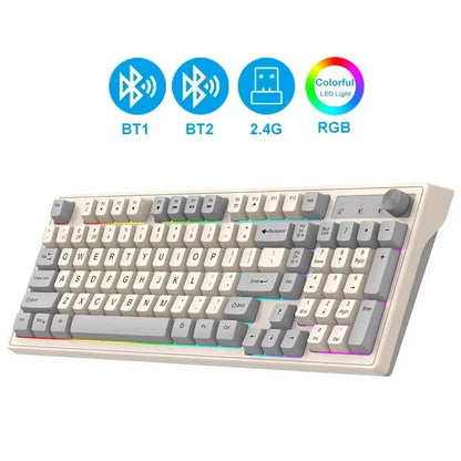 DualMode Wireless Keyboard and Mouse Set 2.4G Dual Bluetooth Keyboard RGB Gaming Keyboard Mouse Kit Mechanical Feel Keyboard
