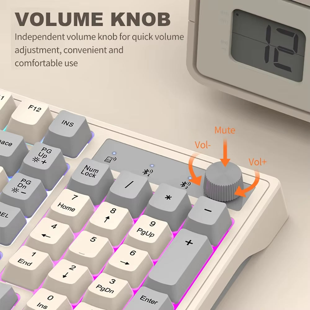 DualMode Wireless Keyboard and Mouse Set 2.4G Dual Bluetooth Keyboard RGB Gaming Keyboard Mouse Kit Mechanical Feel Keyboard