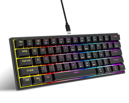 61Key Mini Mechanical Keyboard Wired Gamer Keyboard Switch Backlit Cyan Axis Keycaps Keyboard Ergonomic Keyboard for PC Laptop