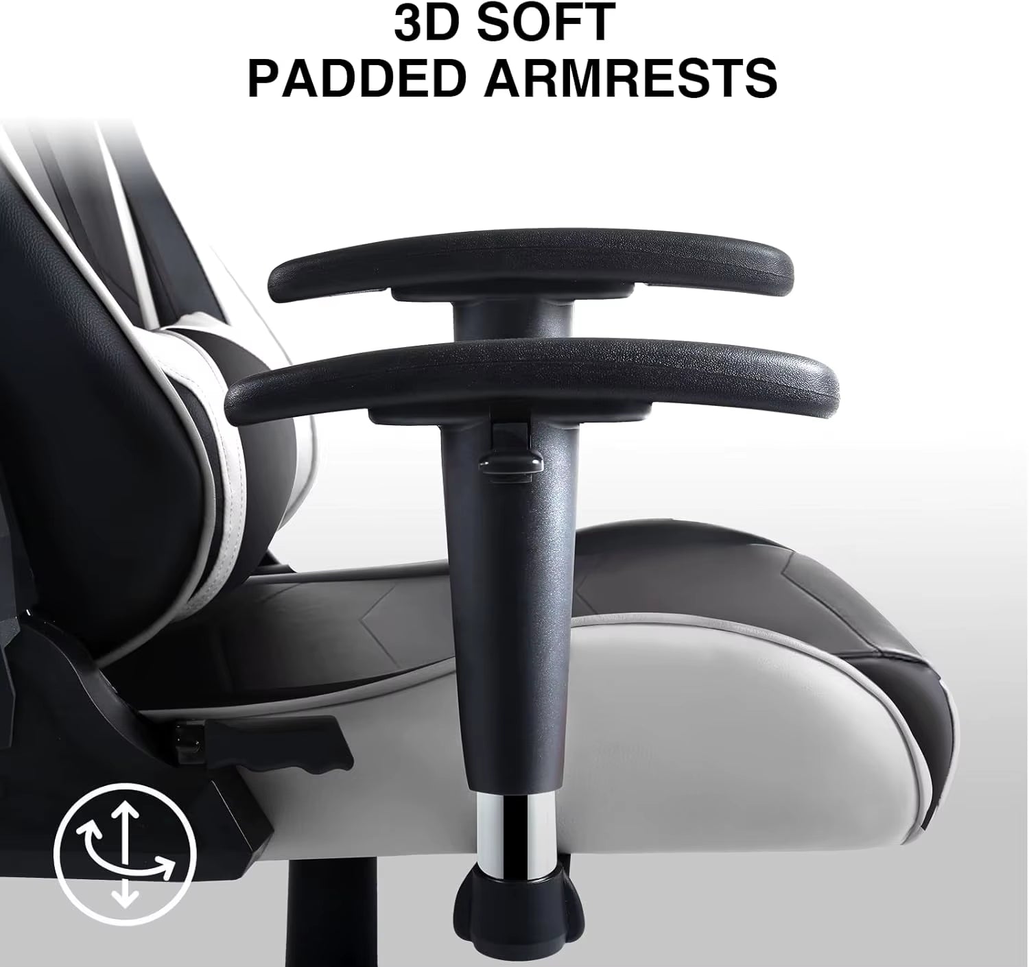Gaming Chair, Ergonomic Recliner with Adjustable Backrest, Height, Headrest & Lumbar Support, Swivel Esports Chair (White)