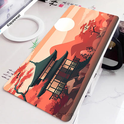 Black and White Laptop Gamer Mousepad Gaming Mouse Pad Ink and Wash Large Rug Locking Edge Keyboard 100X50Cm Desk Mat for CSGO